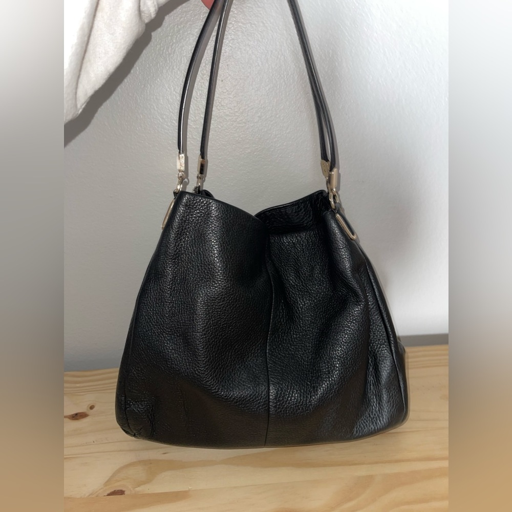 Black leather coach Edie shoulder bag